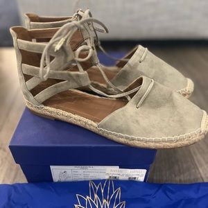 Aquazzura Suede Lace-Up Flat Espadrilles (40)